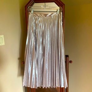 NWT Champagne Gold pleated a-line midi length skirt